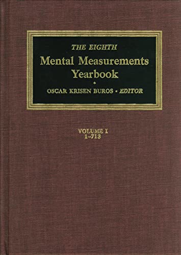 Beispielbild fr The Eighth Mental Measurements Yearbook (2 Volumes) : 2 Volumes zum Verkauf von Better World Books