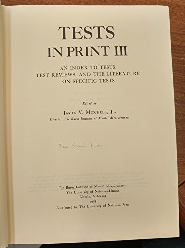 Beispielbild fr Tests in Print III zum Verkauf von ThriftBooks-Dallas