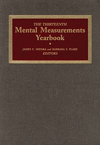 Beispielbild fr The Thirteenth Mental Measurements Yearbook (Buros Mental Measurements Yearbook) zum Verkauf von Wonder Book