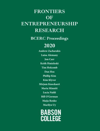 Stock image for 2020 Frontiers of Entrepreneurship Research BCERC Proceedings for sale by Books Unplugged