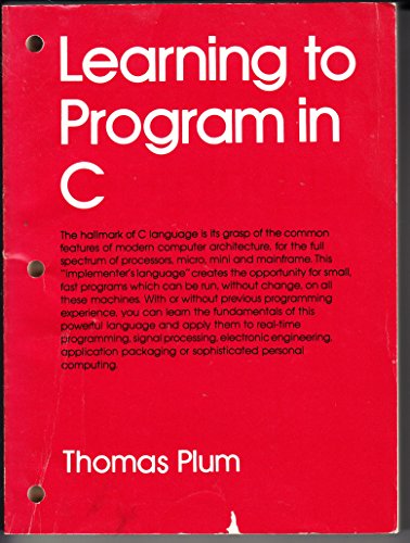 Imagen de archivo de Learning to program in C a la venta por The Book Cellar, LLC
