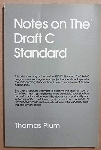 Imagen de archivo de Notes on the Draft C Standard a la venta por HPB-Red