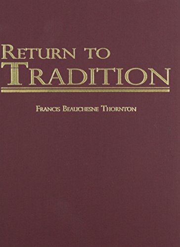 Beispielbild fr Return to Tradition zum Verkauf von SecondSale