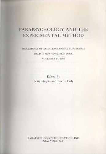 Stock image for Parapsychology and the Experimental Method: Proceedings for sale by Revaluation Books