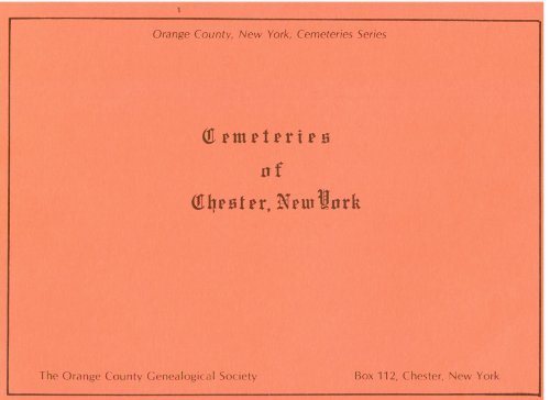 Imagen de archivo de Cemeteries of Chester, New York a la venta por Willis Monie-Books, ABAA