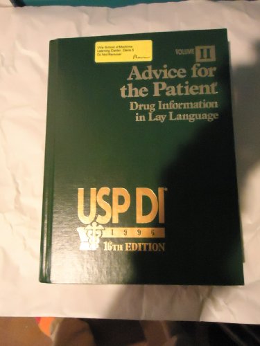 Imagen de archivo de Usp Di 1996: Advice for the Patient Drug Information in Lay Language (16th ed. Vol 2) a la venta por HPB-Red