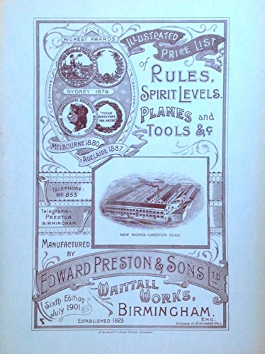 9780913602300: Illustrated Price List of Rules, Spirit Levels, Planes and Tools, &c., Manufactured by Edward Preston & Sons Ltd., Whittall Works, Birmingham, Eng.