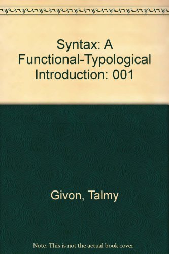 Beispielbild fr Syntax: A Functional-Typological Introduction (Volume 1) zum Verkauf von Anybook.com