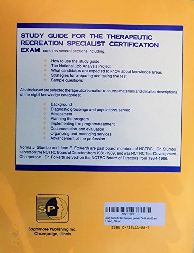 Beispielbild fr Study Guide for the Therapeutic Recreation Specialist Certification Exam zum Verkauf von HPB-Red