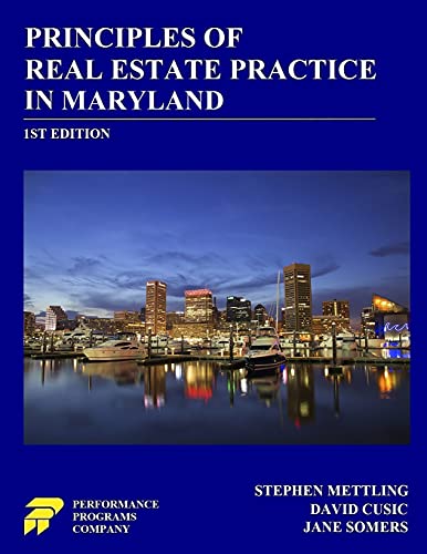 Beispielbild fr Principles of Real Estate Practice in Maryland: 1st Edition zum Verkauf von Big River Books