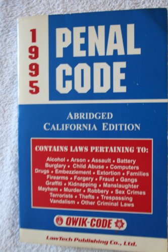 Beispielbild fr 1995 Penal Code (California Edition) zum Verkauf von -OnTimeBooks-