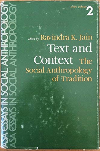 Beispielbild fr Text and Context: Social Anthropology of Tradition zum Verkauf von Anybook.com