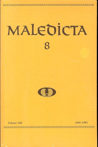 Beispielbild fr MALEDICTA. THE INTERNATIONAL JOURNAL OF VERBAL AGGRESSION. VOLUME VIII. 1984 - 1985. zum Verkauf von Burwood Books