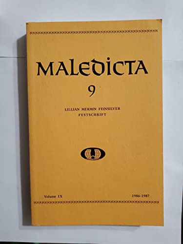 Imagen de archivo de Maledicta 9 (1986-87): Lillian Mermin Feinsilver Festschrift. The International Journal of Verbal Aggression, vol. 9. a la venta por HPB-Emerald