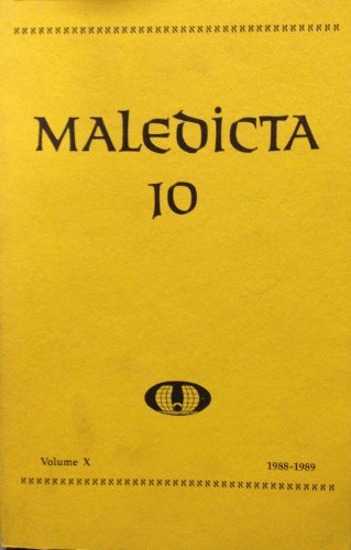 Maledicta 1: the International Journal of Verbal Aggression, Volume I, Number I. Summer 1977.