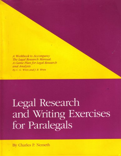9780916951009: Legal Research and Writing Excercises for Paralegals