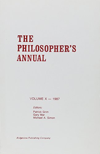 Imagen de archivo de Philosopher's Annual, 1987 a la venta por Murphy-Brookfield Books