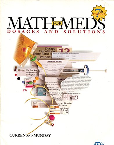 Imagen de archivo de Math for Meds-Dosages and Solutions a la venta por Jenson Books Inc