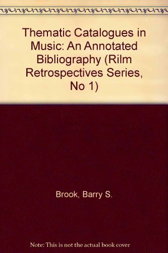 9780918728029: Thematic Catalogues in Music: An Annotated Bibliography (Rilm Retrospectives Series, No 1)