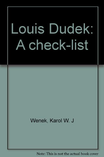 Stock image for LOUIS DUDEK A Check-List for sale by ODYSSEY