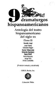 Beispielbild fr 9 Dramaturgos Hispanoamericanos Antologia del Teatro del Siglo XX Tomo 2 zum Verkauf von BooksRun