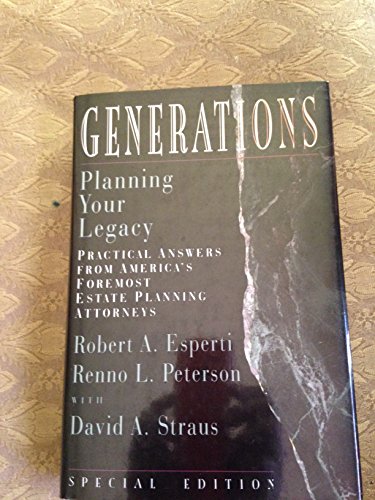 Beispielbild fr Generations : Planning Your Legacy (Esperti Peterson Institute Contributory Series) zum Verkauf von Wonder Book