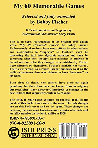 Beispielbild fr My 60 Memorable Games: Selected and fully annotated by Bobby Fischer zum Verkauf von Wonder Book