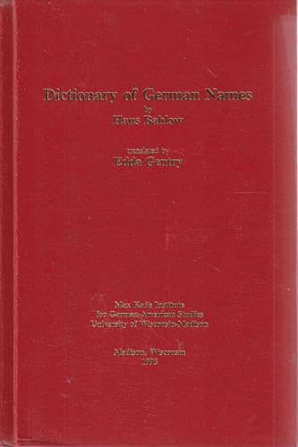 Imagen de archivo de Dictionary of German Names a la venta por T. A. Borden Books