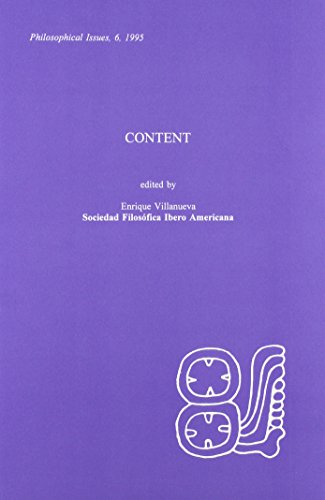 Beispielbild fr Content (Philosophical Issues Ser. Series, 6) zum Verkauf von Buchpark