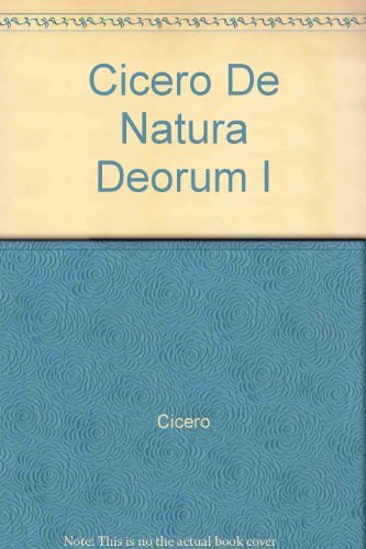 9780929524894: De Natura Deorum I (Bryn Mawr Commentaries, Latin) (Latin and English Edition)