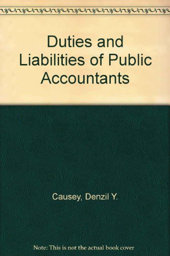 Beispielbild fr Duties and Liabilities of Public Accountants zum Verkauf von Better World Books