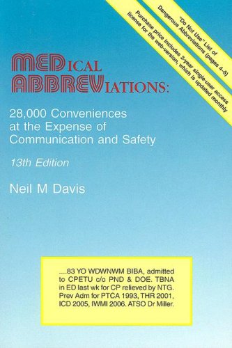 Beispielbild fr Medical Abbreviations : 28,000 Conveniences at the Expense of Communication and Safety zum Verkauf von Better World Books
