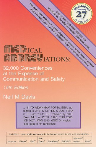 Beispielbild fr Medical Abbreviations : 32,000 Conveniences at the Expense of Communication and Safety zum Verkauf von Better World Books