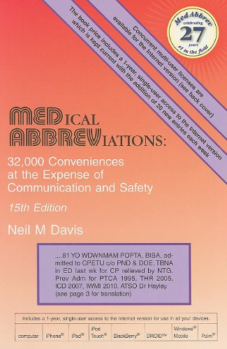 Stock image for Medical Abbreviations : 32,000 Conveniences at the Expense of Communication and Safety for sale by Better World Books