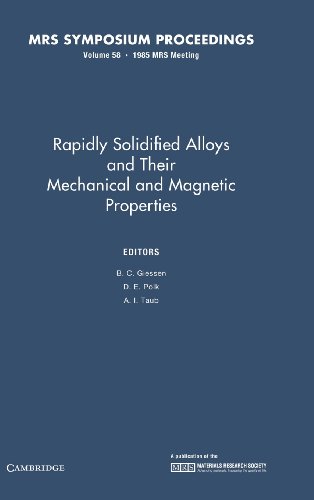 9780931837234: Rapidly Solidified Alloys and Their Mechanical and Magnetic Properties: Volume 58 (MRS Proceedings)