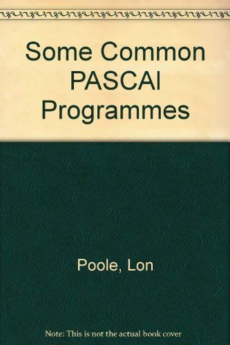 9780931988738: Some Common PASCAl Programmes