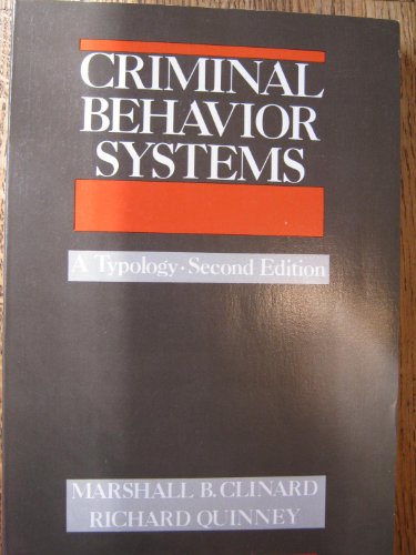 Imagen de archivo de Criminal Behavior Systems A Typology a la venta por Eat My Words Books