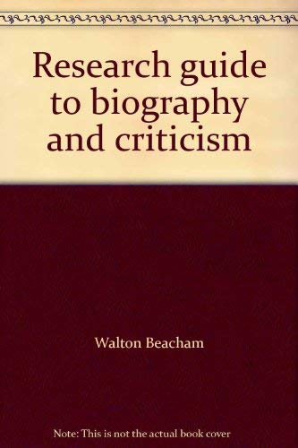 Imagen de archivo de Research guide to biography and criticism a la venta por dsmbooks