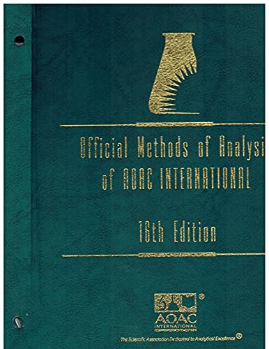 Imagen de archivo de Official Methods of Analysis of AOAC International: 16th Edition, 5th Revision, 1999 - 2 volumes a la venta por THE OLD LIBRARY SHOP