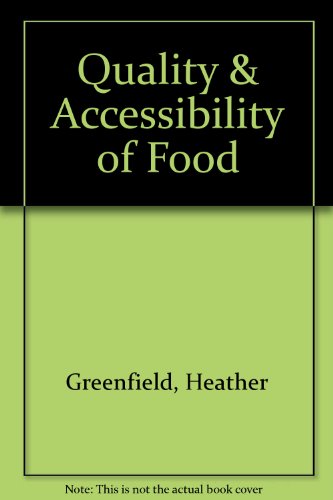 Stock image for Quality and Accessibility of Food-Related Data for sale by Better World Books