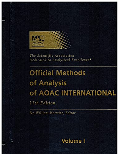 Stock image for Official Methods of Analysis of Aoac International, Agricultural Chemicals, Contaminants, Drugs, Vol. 1 (OFFICIAL METHODS OF ANALYSIS OF THE ASSOCIATION OF OFFICIAL ANALYTICAL CHEMISTS) for sale by Phatpocket Limited