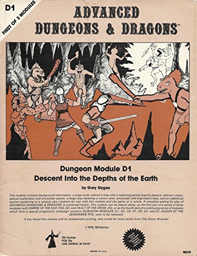 Beispielbild fr Descent Into the Depths of the Earth: Dungeon Module D1 (First of 3 Modules) (Advanced Dungeons & Dragons) zum Verkauf von GF Books, Inc.