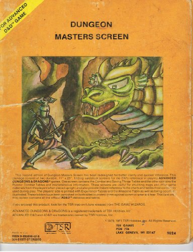 Beispielbild fr Dungeon Masters Screen (For Advanced D D Game) zum Verkauf von Shopbookaholic Inc