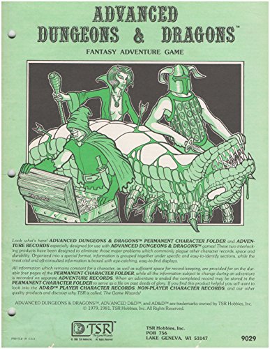 Imagen de archivo de Permanent Character Folder & Adventure Record 2nd Printing (Advanced Dungeons & Dragons (1st Edition) - Core Books, Box Sets & Miscellaneous) a la venta por Noble Knight Games