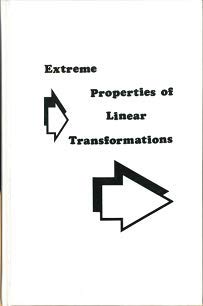 9780936428123: Extreme Properties of Linear Transformations