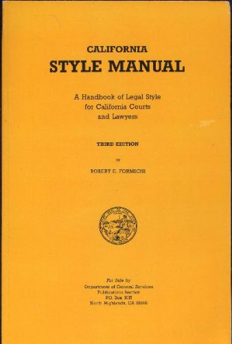 Stock image for California Style Manual: A Handbook of Legal Style for California for sale by HPB-Red
