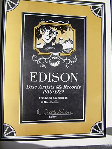 9780937612033: Edison Diamond Disc Re-Creations: Recording Artists & Records, 1910-1929