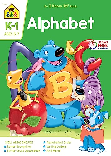 9780938256038: School Zone - Alphabet Workbook - 32 Pages, Ages 5 to 7, Kindergarten to 1st Grade, ABCs, Letters, Letter Word & Object Association, and More (School Zone I Know It! Workbook Series)