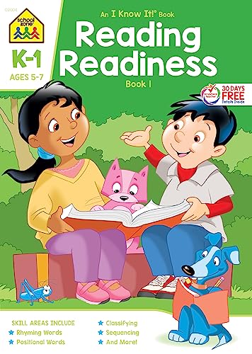 Imagen de archivo de School Zone - Reading Readiness Book 1 Workbook - Ages 5 to 7, Kindergarten to 1st grade, Alphabetical Order, Shapes, Rhyming, Comparing, Sequencing, and More (School Zone I Know It! Workbook Series) a la venta por Orion Tech