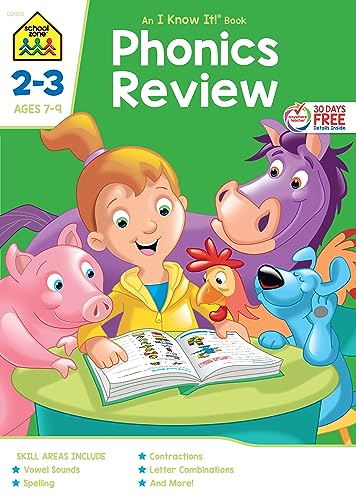 Stock image for School Zone - Phonics Review Workbook - Ages 7 to 9, 2nd Grade, 3rd Grade, Consonants, Vowels, Combinations, Blends, Compound Words, Silent Letters, and More (School Zone I Know It!? Workbook Series) for sale by SecondSale